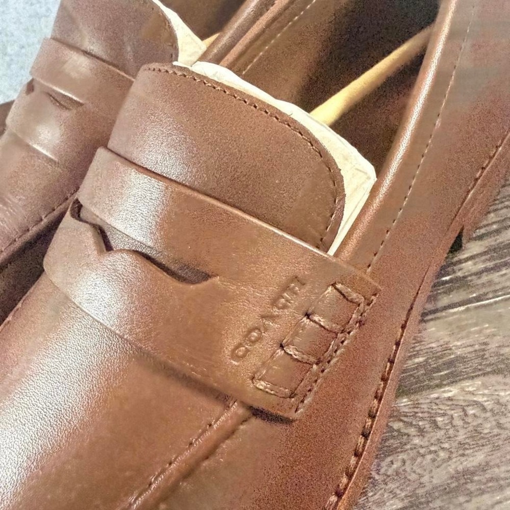Coach men's Declan brown leather loafers Size US 7 - Picture 2 of 6